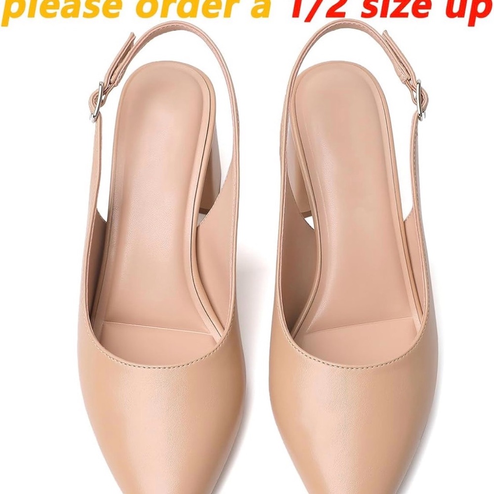 Chic Tan Slingback Block Heels - Picture 6 of 9